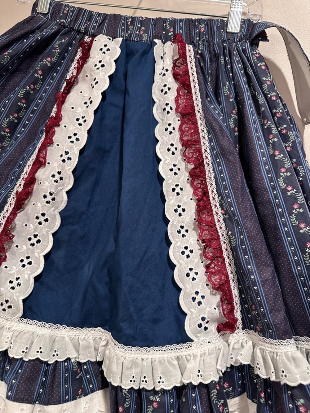 Vintage 70s-80s Fun & Fancy Originals Square Dance Lace Tiered Prairie Skirt MED - Picture 5 of 14